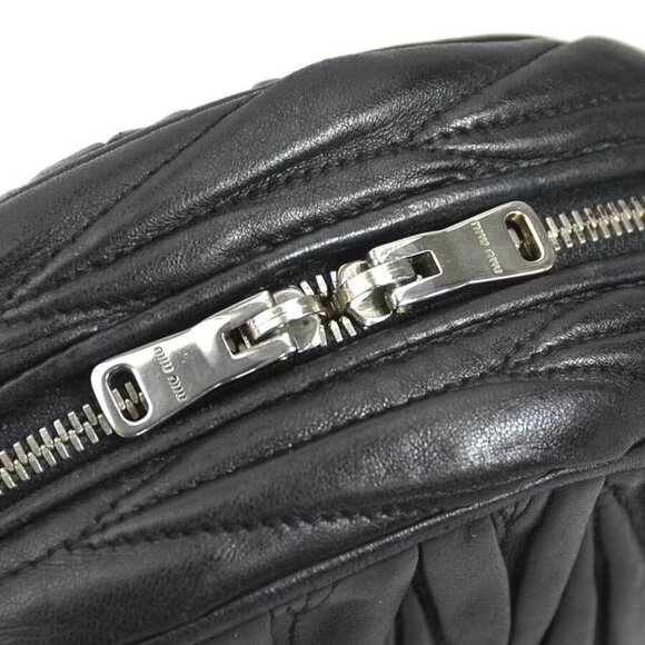 Auth MIUMIU Crossbody Shoulder Bag Black Leather/Silvertone - r10316a - Picture 9 of 14